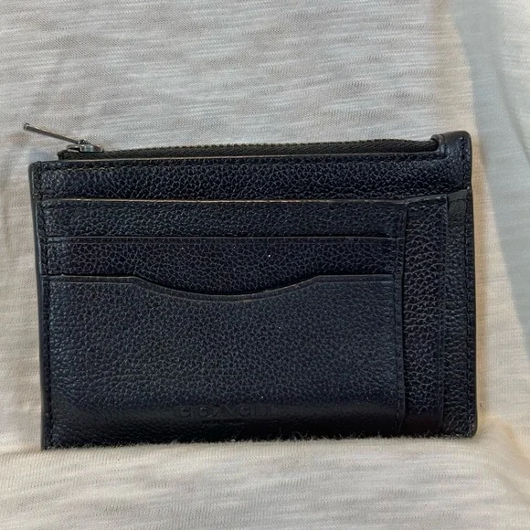 Coach Black Leather Zip Card Case Wallet - Picture 4 of 12